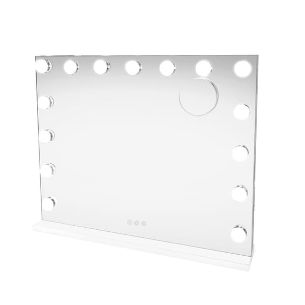Oplyst Hollywood Spejl LED Makeup Bord Væg Touchskærm Dæmpbar 3 Farvetilstande Bluetooth Højttal 58 x 46cm