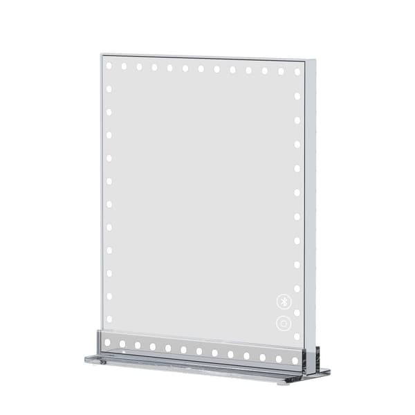 FENCHILIN Hollywood sminkspegel med belysning Bluetooth högtalare Spegel bordsskiva Vit 25 x 30 cm spegel med lampor