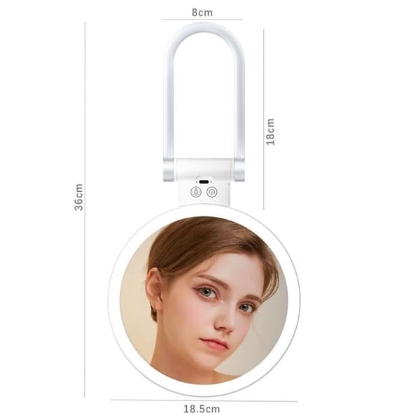10x förstorande sminkspegel med LED-lampor, 3 färgbelysning, dubbelsidig, bärbar sminkspegel