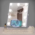 Miniatyrbild 4 av 6: 25cm*30cm upplyst Hollywood sminkspegel med Bluetooth och trådlös laddning, 9 dimbara glödlampor, 3 färgljuslägen