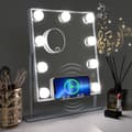 Miniatyrbild 1 av 6: 25cm*30cm upplyst Hollywood sminkspegel med Bluetooth och trådlös laddning, 9 dimbara glödlampor, 3 färgljuslägen