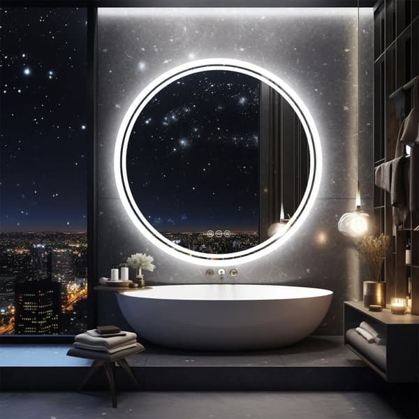 Ø800mm 24W anti-dimma rund badrumsspegel med LED-ljus, väggmonterad dimbar sminkspegel, 3 färger