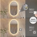 Miniatyrbild 7 av 10: 80 x 50 cm 20W väggmonterad oval sminkspegel med ljus, ramlös anti-dimma LED badrumsspegel, 3 färger, låg energiförbrukning