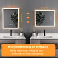 Miniatyrbild 9 av 9: 16x20 tum LED-belyst badrumsspegel med anti-dimfunktion, väggmonterad sminkspegel med smart touch-knapp, minnesfunktion