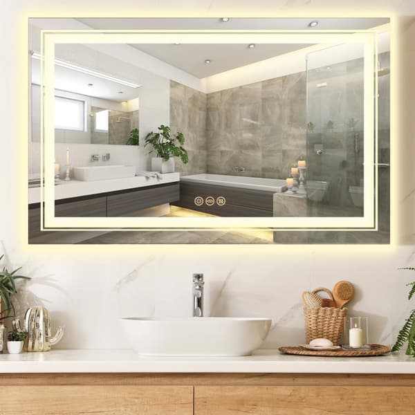 100x60cm 36W LED-belysning steglöst dimbar badrumsspegel, sminkspegel med anti-dimma, anti-splittring, minnesfunktion