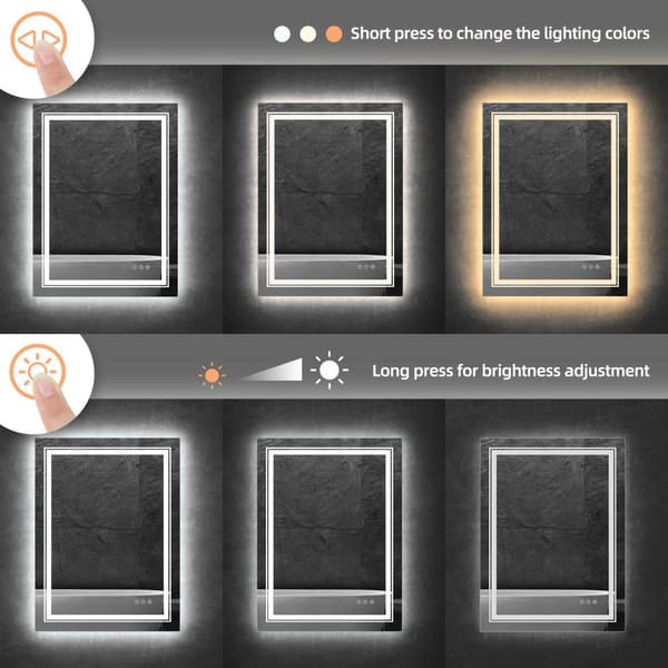 50x70cm 36W dimbar smart badrumsspegel med LED-ljus, 3 färgtemperatur vattentät anti-dimma bakgrundsbelyst sminkspegel