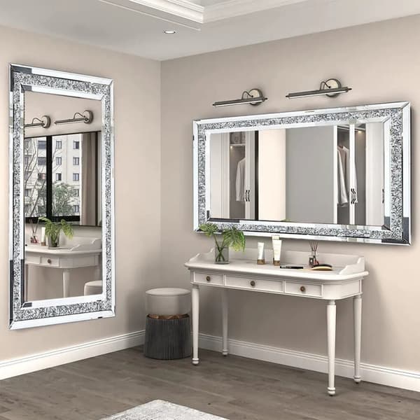 120x60cm stor väggmonterad ramlös sminkspegel, dekorativ väggspegel, lyxig design, högupplöst, lätt att installera