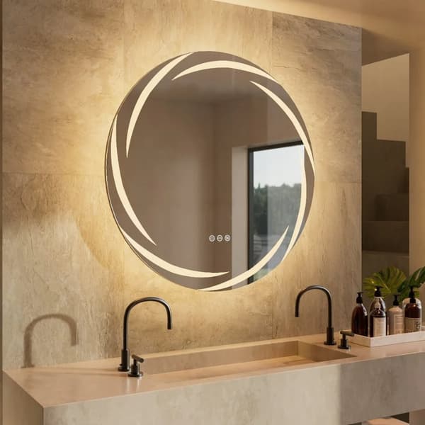 Ø600mm 20W rund upplyst badrumsspegel, anti-dimma LED sminkspegel med minnesfunktion, 3 ljus färg