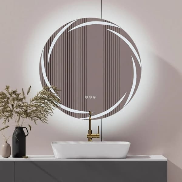 Ø600mm 20W rund upplyst badrumsspegel, anti-dimma LED sminkspegel med minnesfunktion, 3 ljus färg