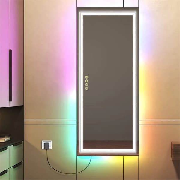 120x60cm RGB-bakgrundsbelyst anti-dimma badrumsspegel, väggmonterad sminkspegel, justerbar färgtemperatur och ljusstyrka