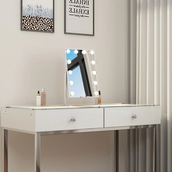 Hollywood Makeupspejl med lamper, 360° drejbar, 36,5 x 47 – Perfekt til Makeupproduktbordet