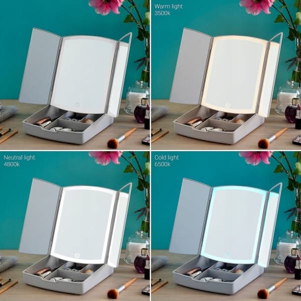 InnovaGoods 3-i-1 vikbar LED-kosmetikorganisator