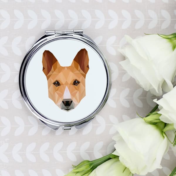 Basenji, Basenji, Kongon koira - peili valokuvalla ja geometrisella kirjoituksella Art-Dog