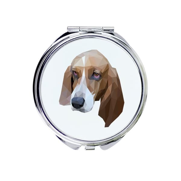 Basset Hound - et spejl med et foto og en geometrisk inskription af Art-Dog