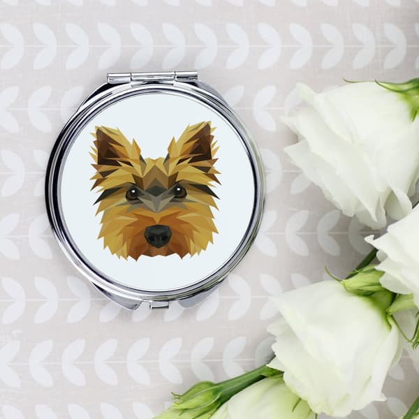 Yorkshirenterrieri, York, York, Yorkie - peili valokuvalla ja geometrisella kirjoituksella Art-Dog