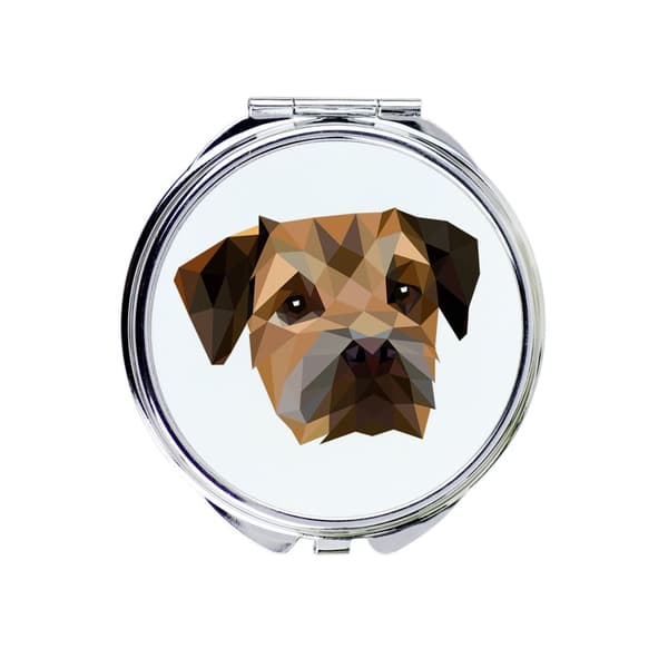 Border Terrier - et spejl med et foto og en geometrisk inskription af Art-Dog