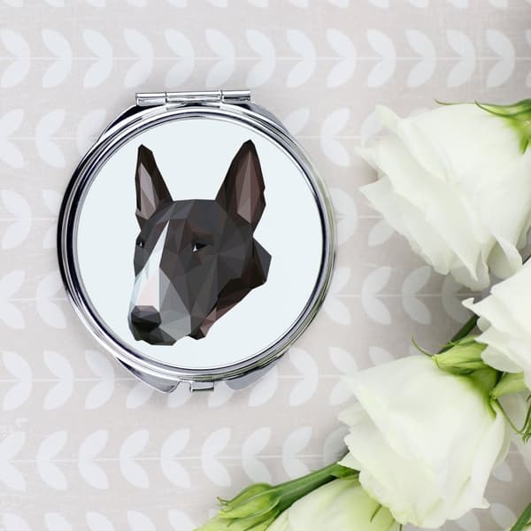 Bullterrieri, Bullterrieri - peili, jossa on valokuva ja geometrinen kirjoitus Art-Dogilta