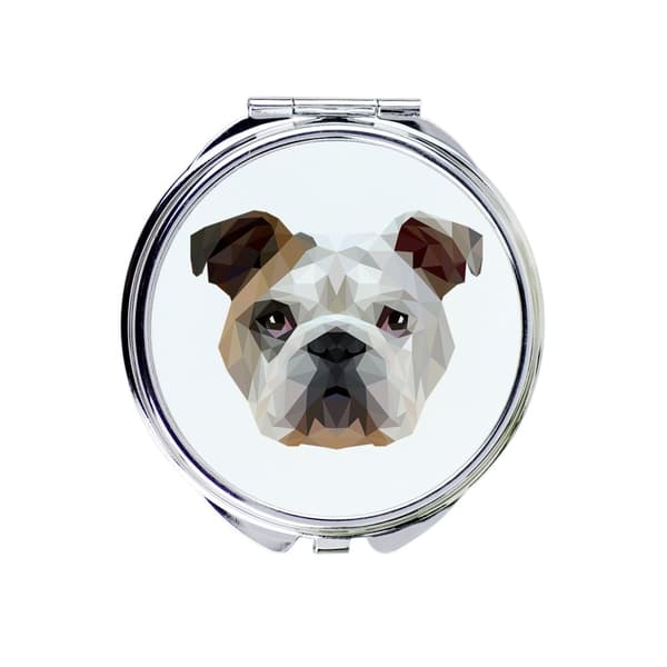 Englanninbulldog, Bulldog - peili valokuvalla ja geometrisella kirjoituksella Art-Dog