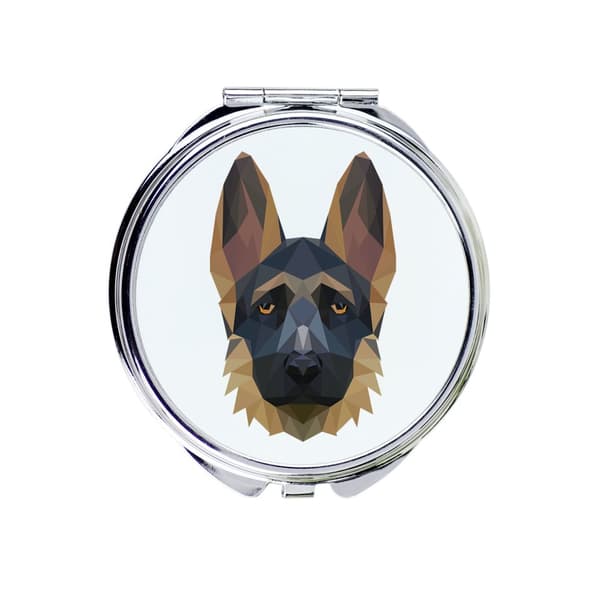 saksanpaimenkoira, elsassilainen I - peili valokuvalla ja geometrisella kirjoituksella Art-Dog