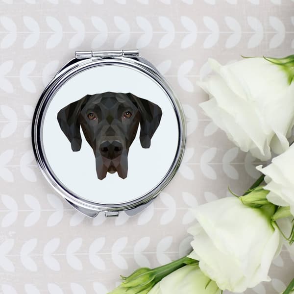Great Dane I - et spejl med et foto og en geometrisk inskription af Art-Dog