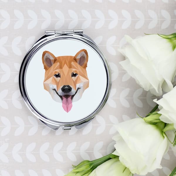 Shiba Inu - peili valokuvalla ja geometrisella kirjoituksella Art-Dogilta