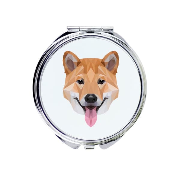Shiba Inu - et spejl med et foto og en geometrisk inskription af Art-Dog