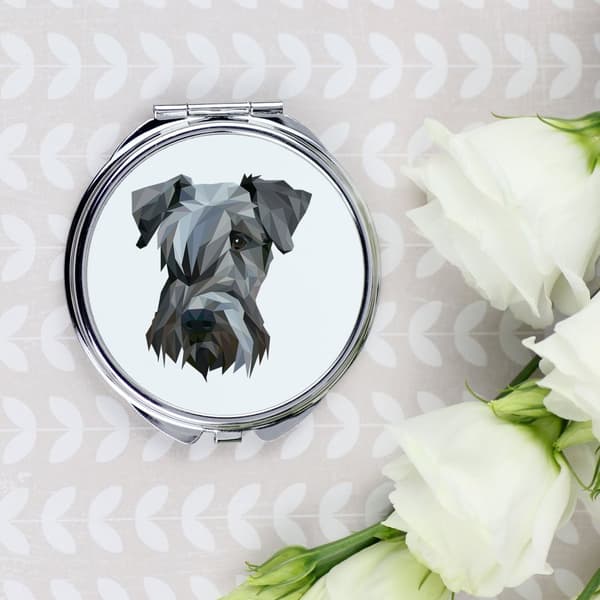 Czech Terrier, Cesky Terrier - et spejl med et foto og en geometrisk inskription af Art-Dog