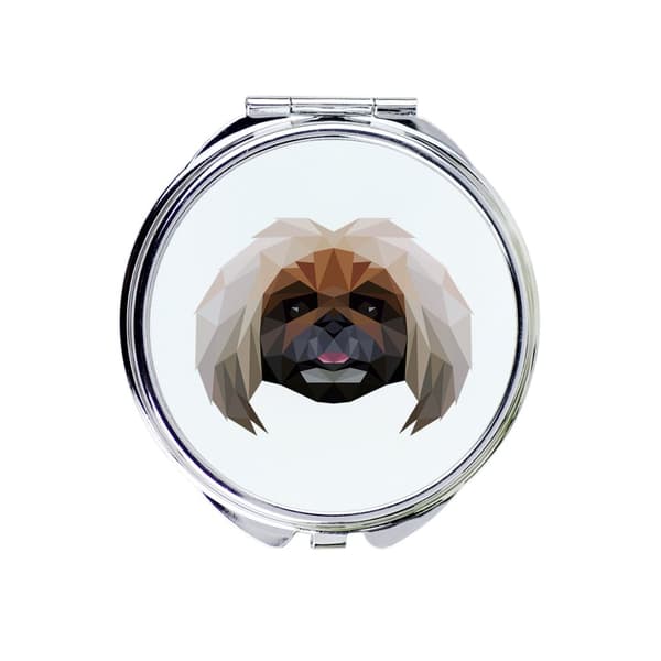 Pekingeser - et spejl med et foto og en geometrisk inskription af Art-Dog