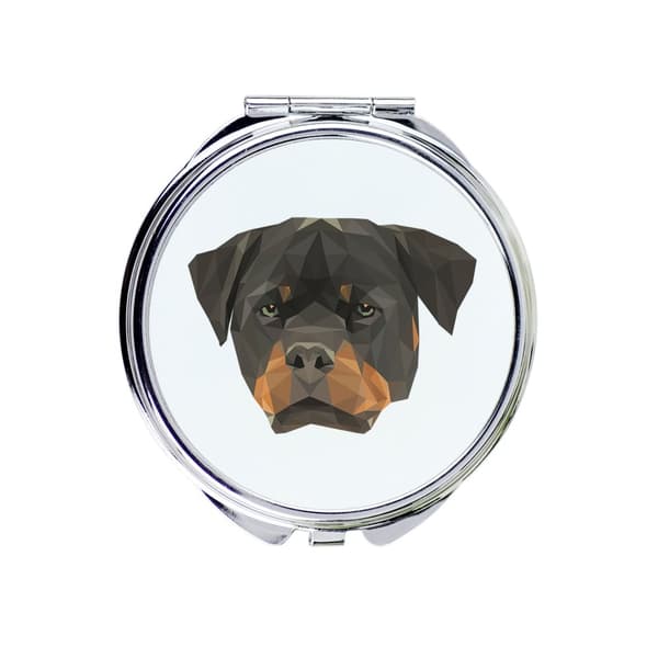 Rottweiler - et spejl med et foto og en geometrisk inskription af Art-Dog