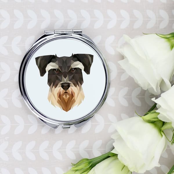 Schnauzer, Schnauzer - et spejl med et foto og en geometrisk inskription af Art-Dog