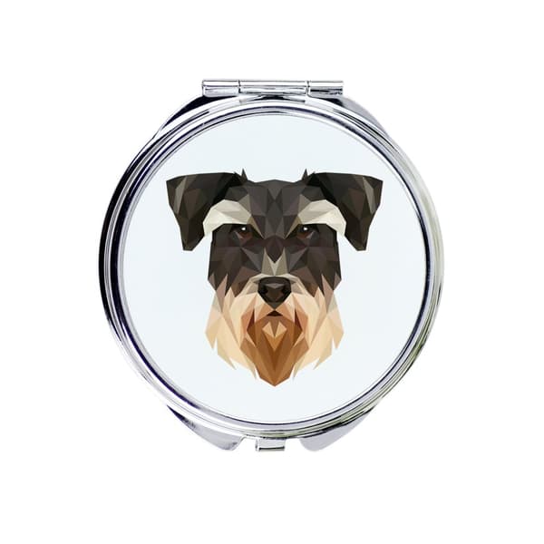 Schnauzer, Schnauzer - en spegel med ett foto och en geometrisk inskription av Art-Dog