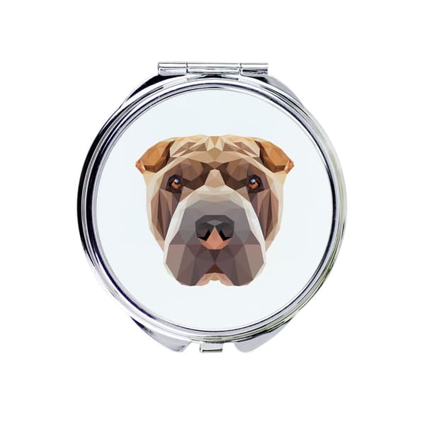 Shar Pei - peili, jossa on valokuva ja geometrinen kirjoitus Art-Dogilta