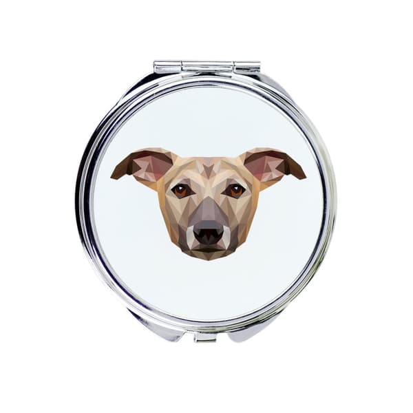 Whippet, Englanninvinttikoira - peili, jossa on valokuva ja geometrinen kirjoitus Art-Dogilta