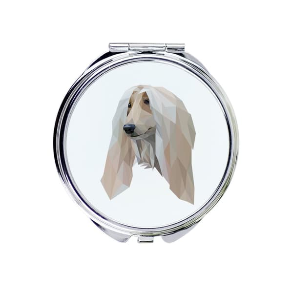 Afghan Hound - et spejl med et foto og en geometrisk inskription af Art-Dog