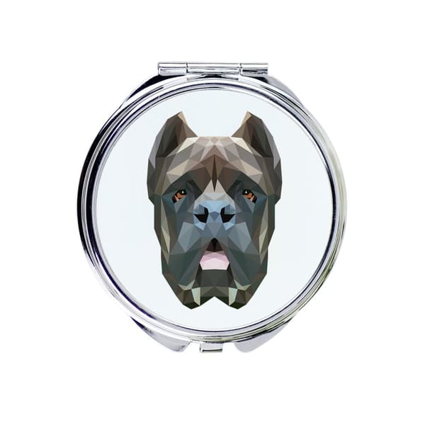 Cane Corso Italiano - peili valokuvalla ja geometrisella kirjoituksella Art-Dogilta