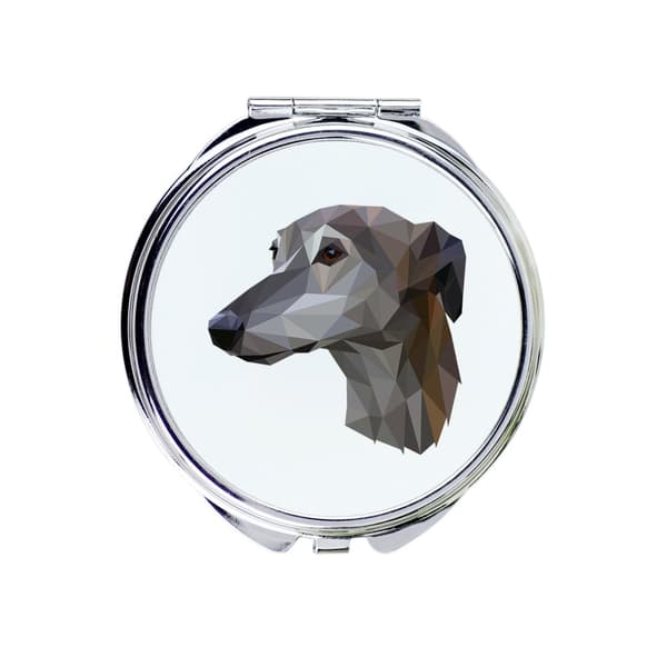 Greyhound, engelsk Greyhound - et spejl med et foto og en geometrisk inskription af Art-Dog