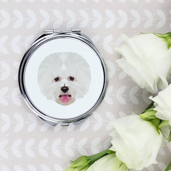 Bichon Frise, Teneriffan koira - peili valokuvalla ja geometrisella kirjoituksella Art-Dog