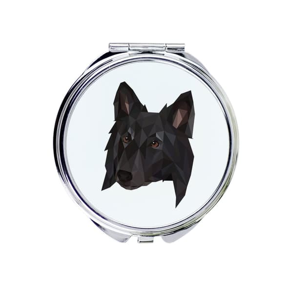 Belgisk hyrdehund, belgisk bjerghund - spejl med foto og geometrisk inskription af Art-Dog