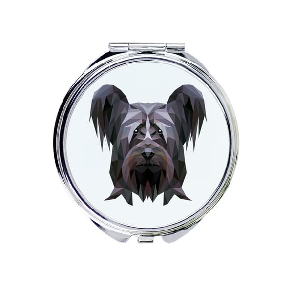 Skye Terrier - peili, jossa on valokuva ja geometrinen kirjoitus Art-Dogilta