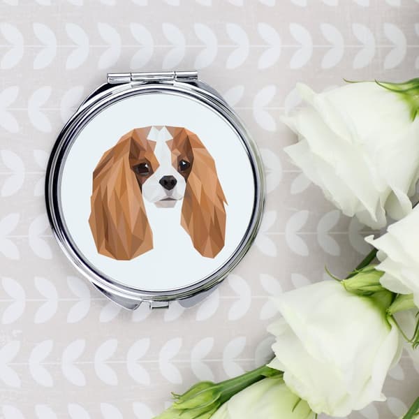 Cavalier King Charles Spaniel - et spejl med et foto og en geometrisk inskription af Art-Dog