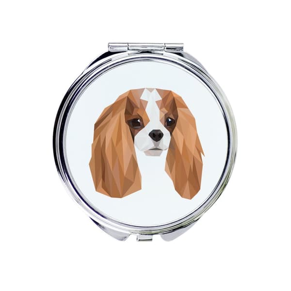 Cavalier King Charles Spaniel - et spejl med et foto og en geometrisk inskription af Art-Dog