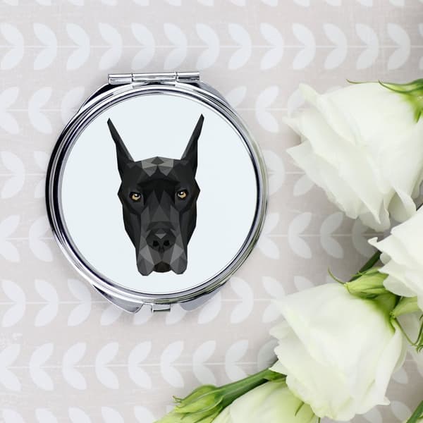 Great Dane - et spejl med et foto og en geometrisk inskription af Art-Dog