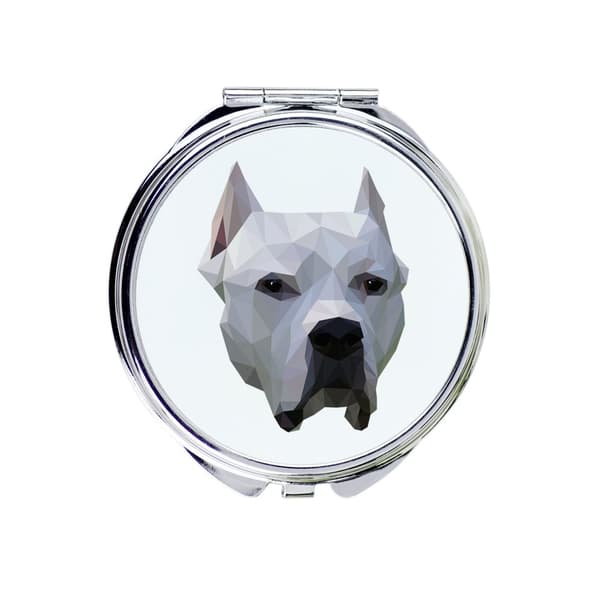 Argentinsk Grand Danois, Dogo Argentino - et spejl med et foto og en geometrisk inskription af Art-Dog