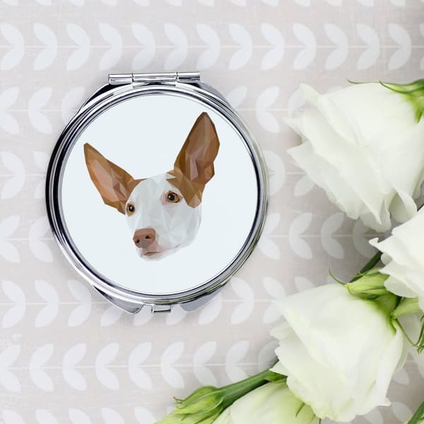Podenco Ibizalta, Podenco Ibicenco - peili valokuvalla ja geometrisella kirjoituksella Art-Dog