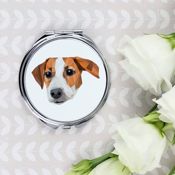 Jack Russell Terrier - et spejl med et foto og en geometrisk inskription af Art-Dog