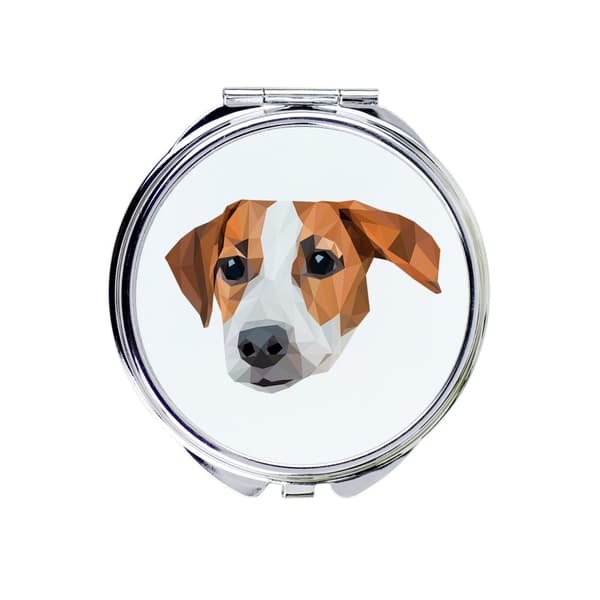 Jack Russell Terrier - et spejl med et foto og en geometrisk inskription af Art-Dog