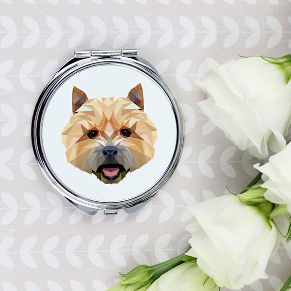Norwich Terrier - et spejl med et foto og en geometrisk inskription af Art-Dog