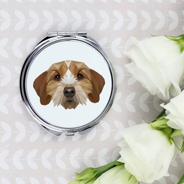 Breton Basset, Basset Fauve de Bretagne - spejl med foto og geometrisk inskription af Art-Dog