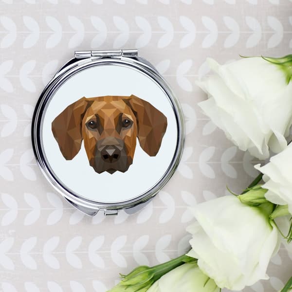 Rhodesian Ridgeback, afrikansk løvehund - spejl med foto og geometrisk inskription af Art-Dog