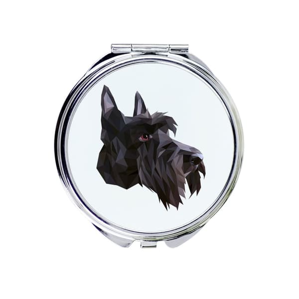 Skotlanninterrieri, aberdeeninterrieri - peili valokuvalla ja geometrisella kirjoituksella Art-Dog